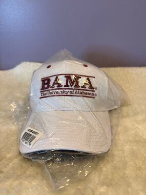The Game White Baseball Hat with Crimson Embroidered BAMA Logo
